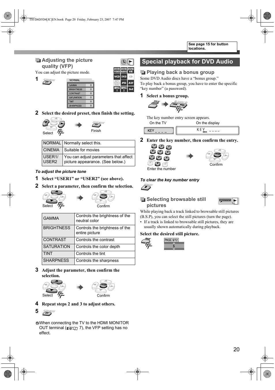 Special playback for dvd audio | JVC THD60 User Manual | Page 23 / 40