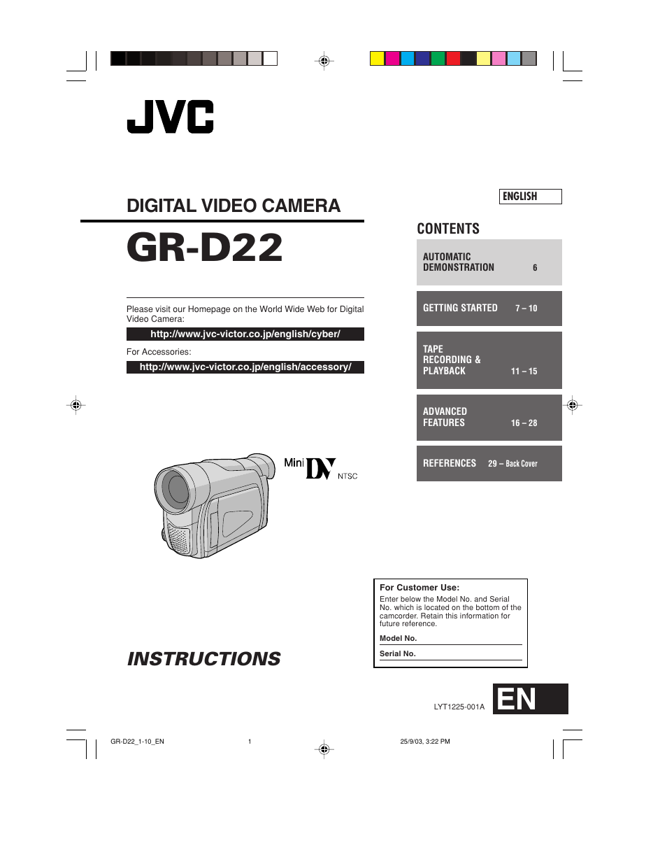 JVC GR-D22 User Manual | 40 pages