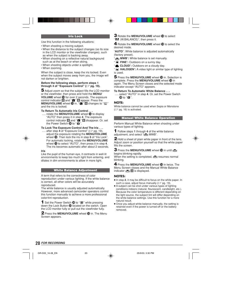 JVC GR-D22 User Manual | Page 20 / 40