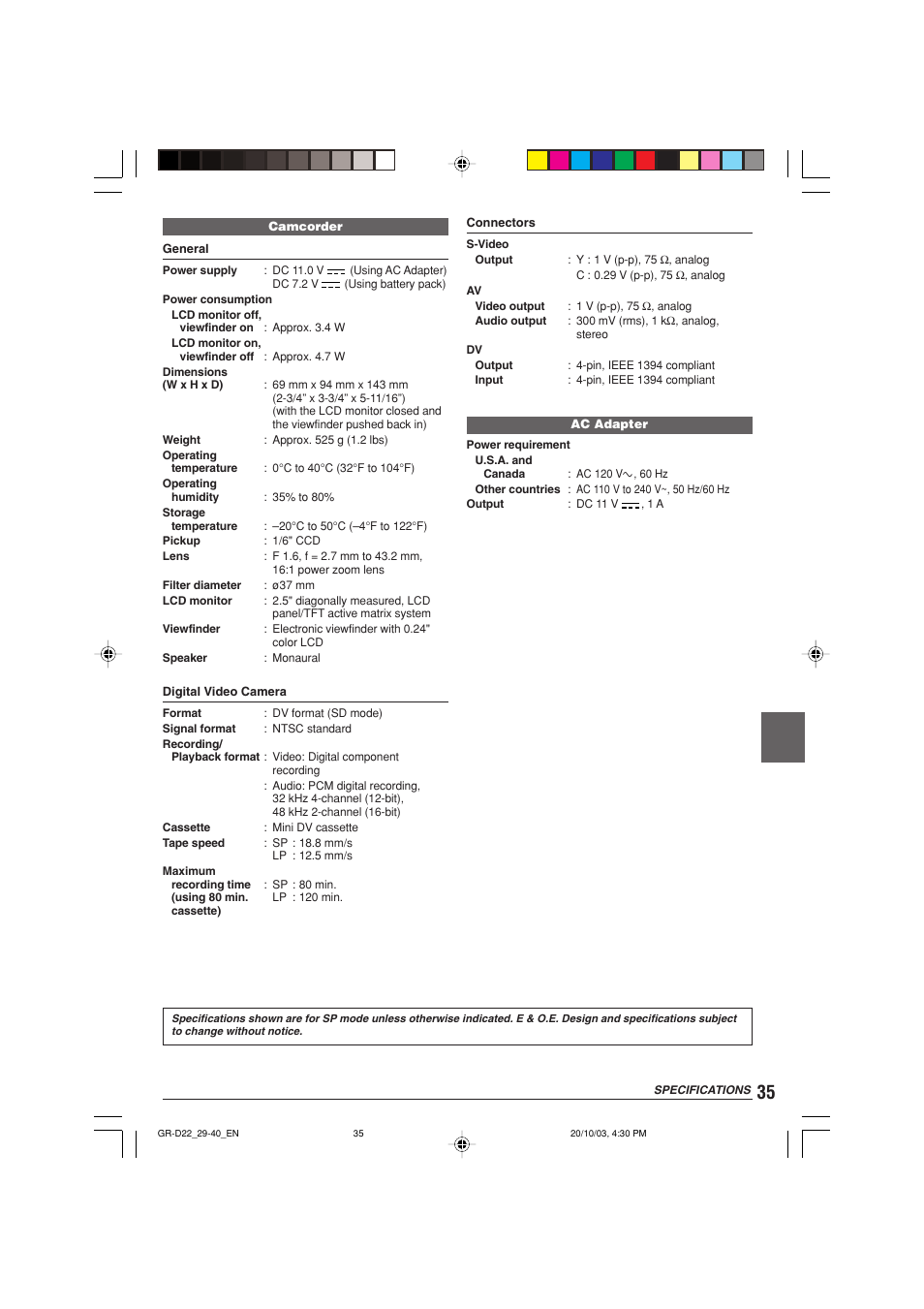 JVC GR-D22 User Manual | Page 35 / 40