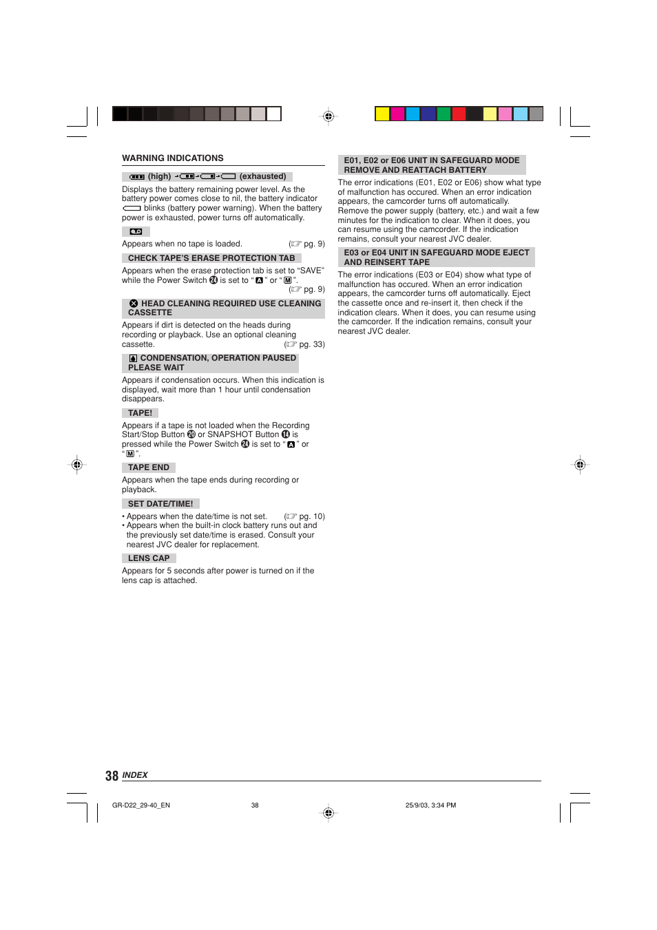 JVC GR-D22 User Manual | Page 38 / 40