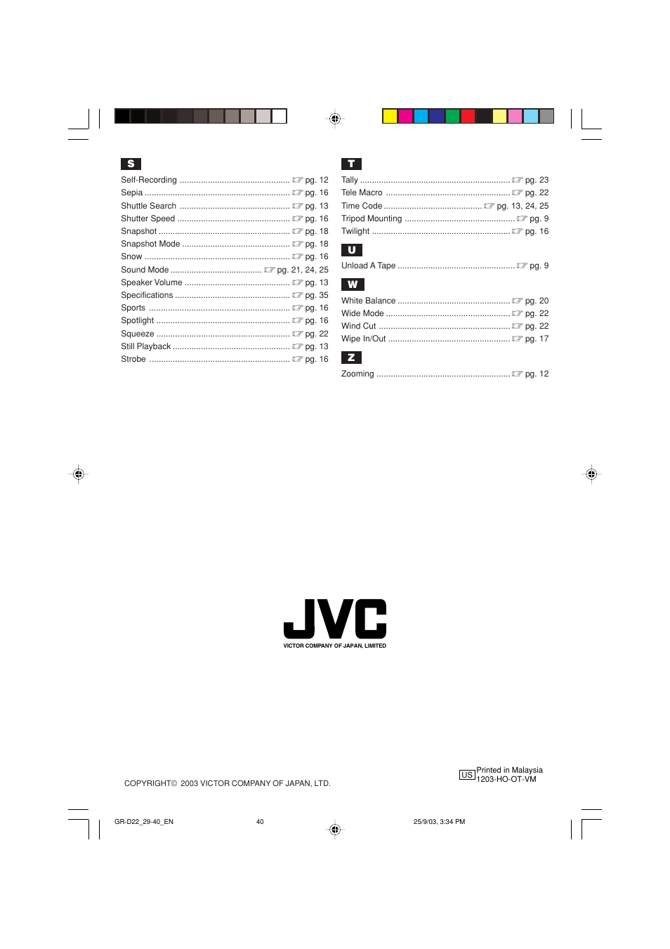 JVC GR-D22 User Manual | Page 40 / 40