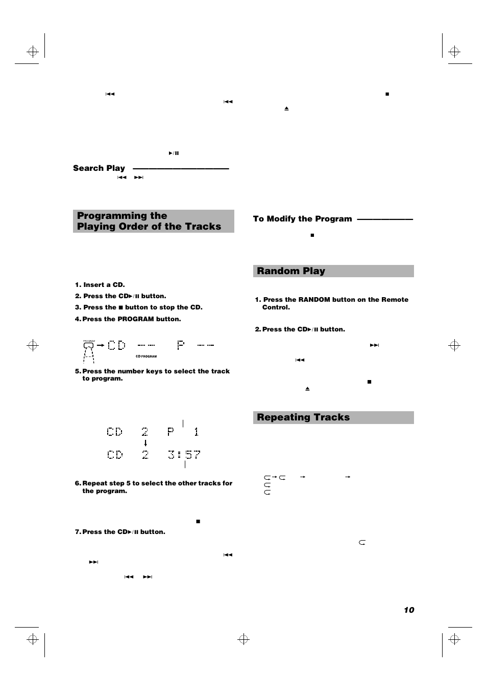 Programming the playing order of the tracks, Random play repeating tracks | JVC RD-MD5 User Manual | Page 13 / 30