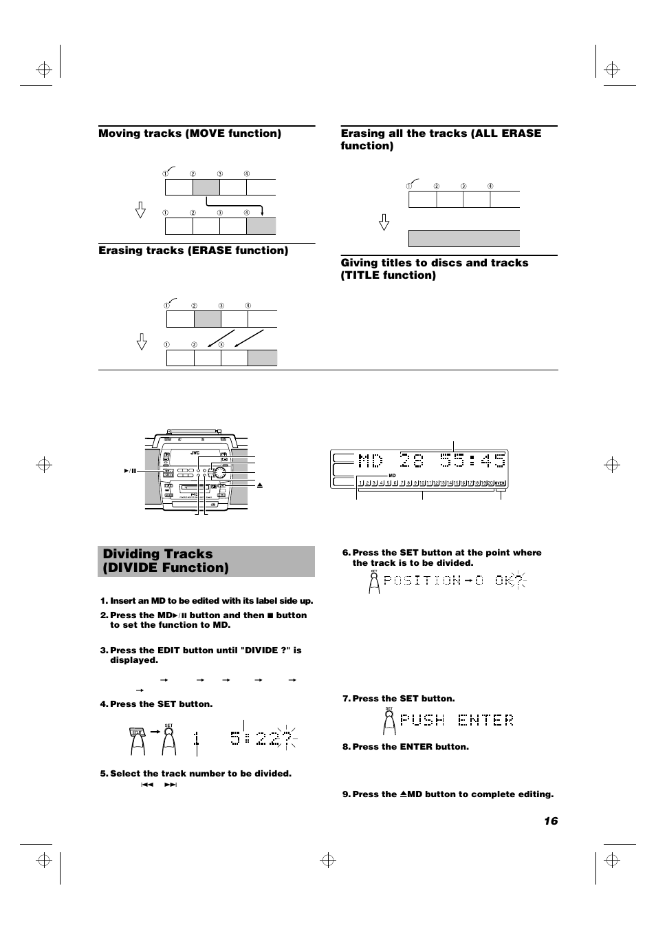 Dividing tracks (divide function) | JVC RD-MD5 User Manual | Page 19 / 30