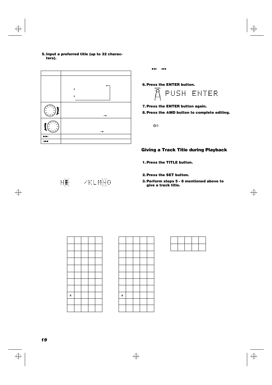 Giving a track title during playback | JVC RD-MD5 User Manual | Page 22 / 30