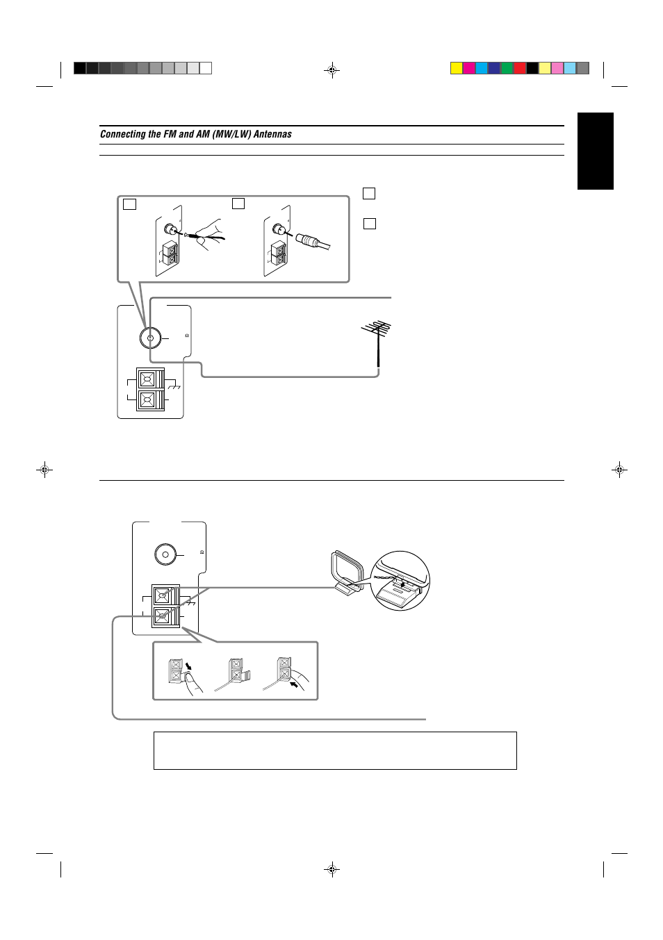 English, Connecting the fm and am (mw/lw) antennas, Page 4 | JVC LET0021-001A User Manual | Page 9 / 42