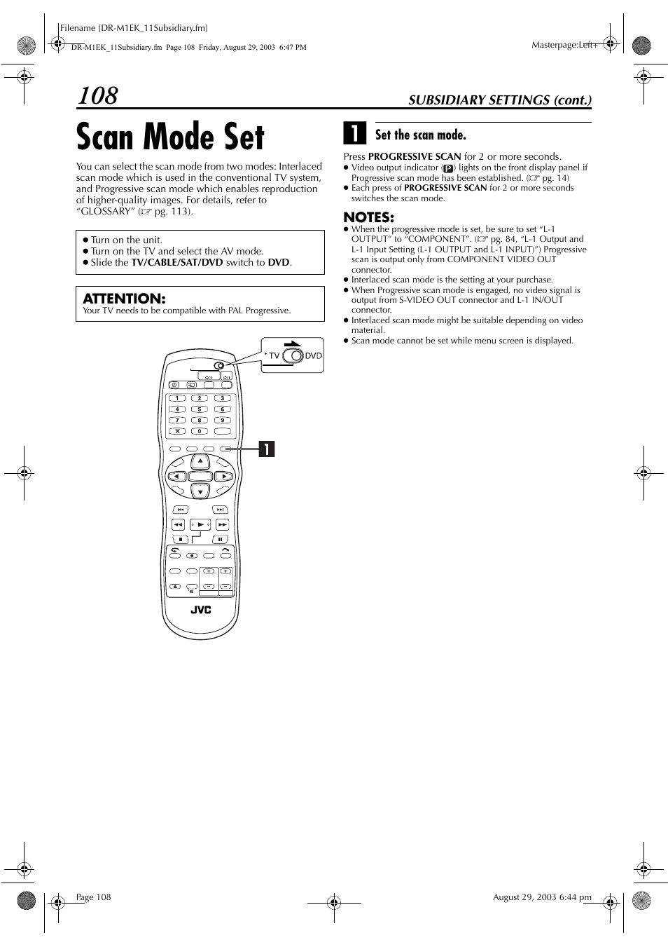 Scan mode set, Pg. 108 | JVC LPT0827-001B User Manual | Page 108 / 116