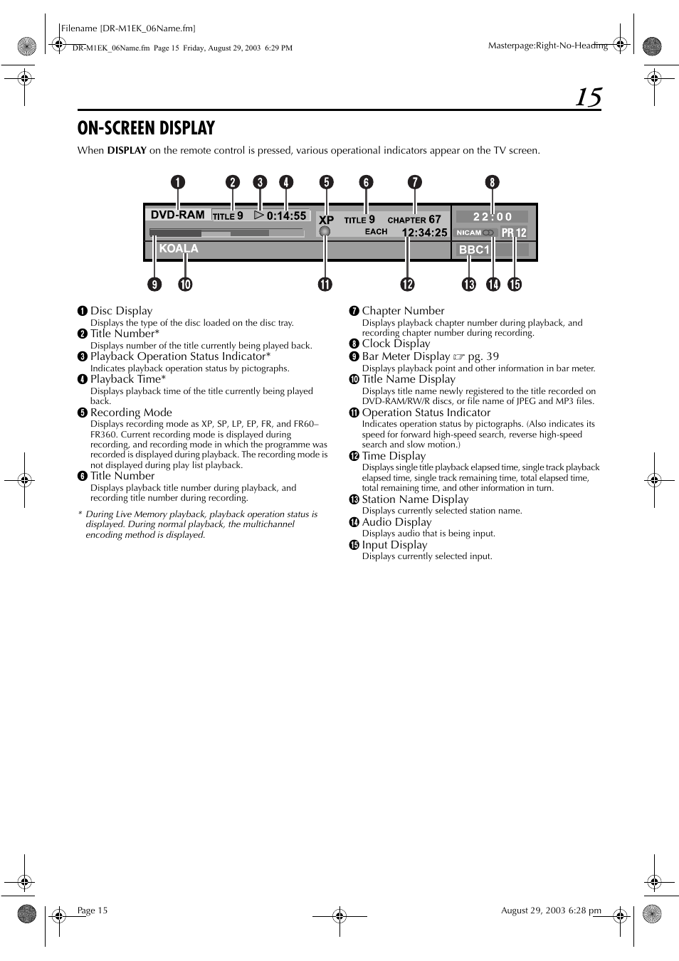 On-screen display | JVC LPT0827-001B User Manual | Page 15 / 116