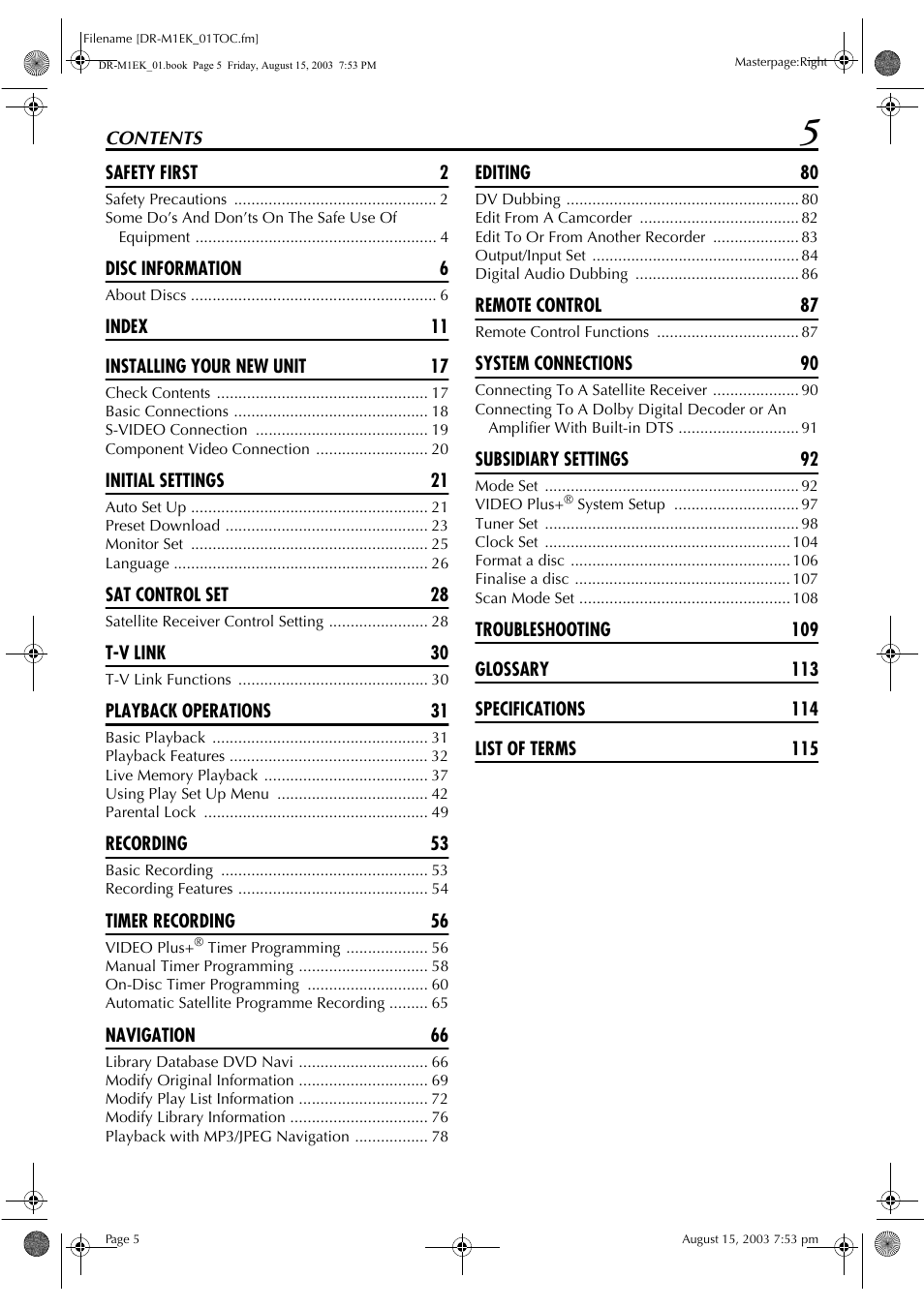 JVC LPT0827-001B User Manual | Page 5 / 116