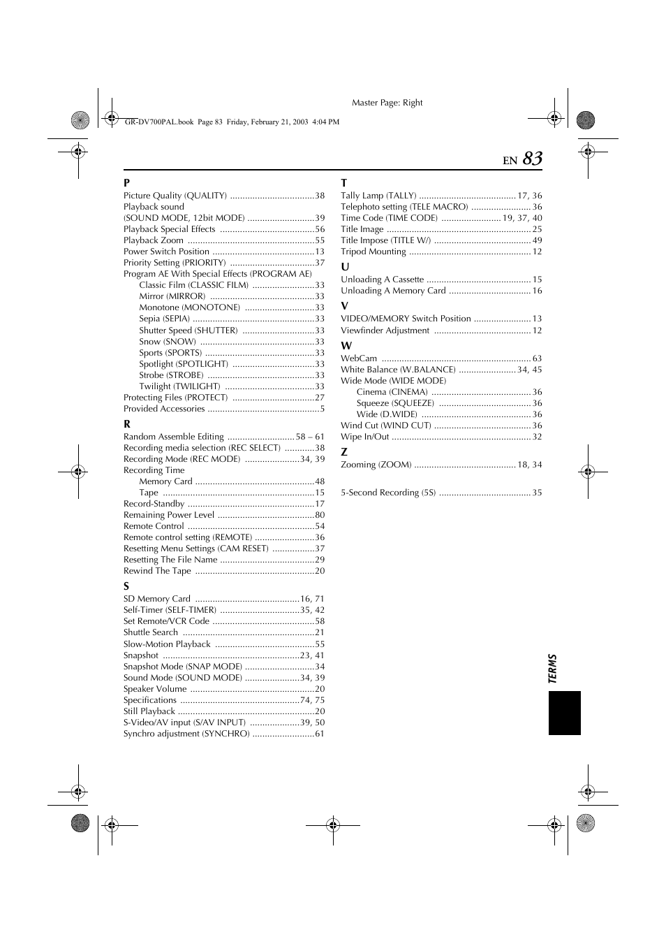 JVC GR-DV600  EN User Manual | Page 83 / 84