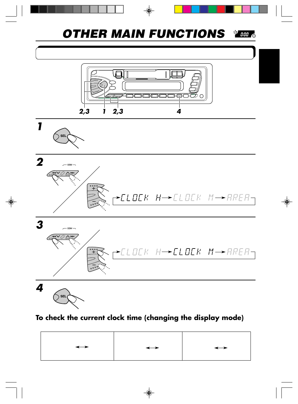 Other main functions, Setting the clock | JVC KS-FX12WT User Manual | Page 13 / 21