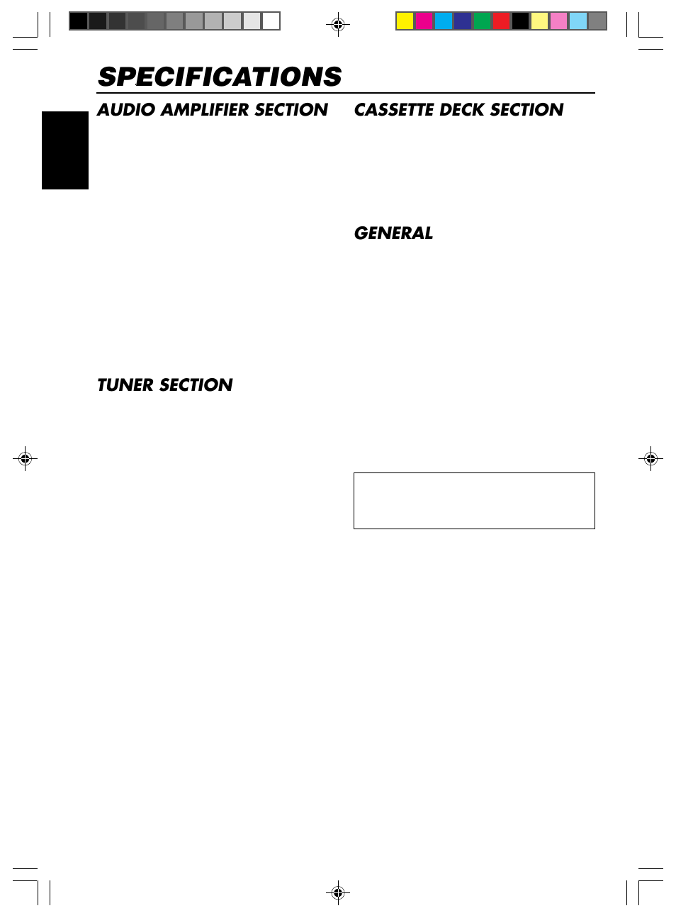 Specifications, General | JVC KS-FX12WT User Manual | Page 20 / 21