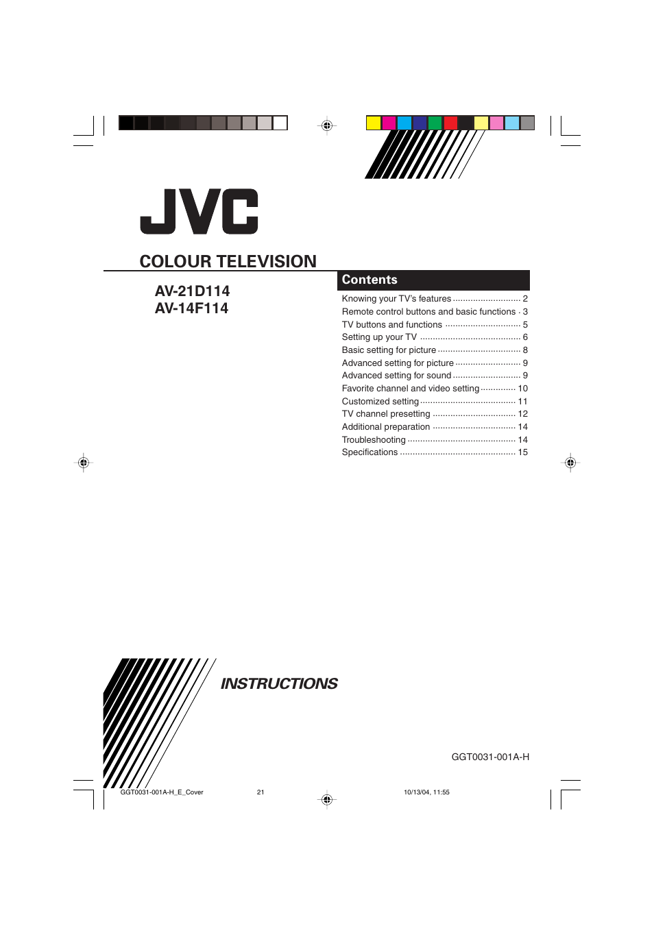 JVC AV-14F114 User Manual | 16 pages