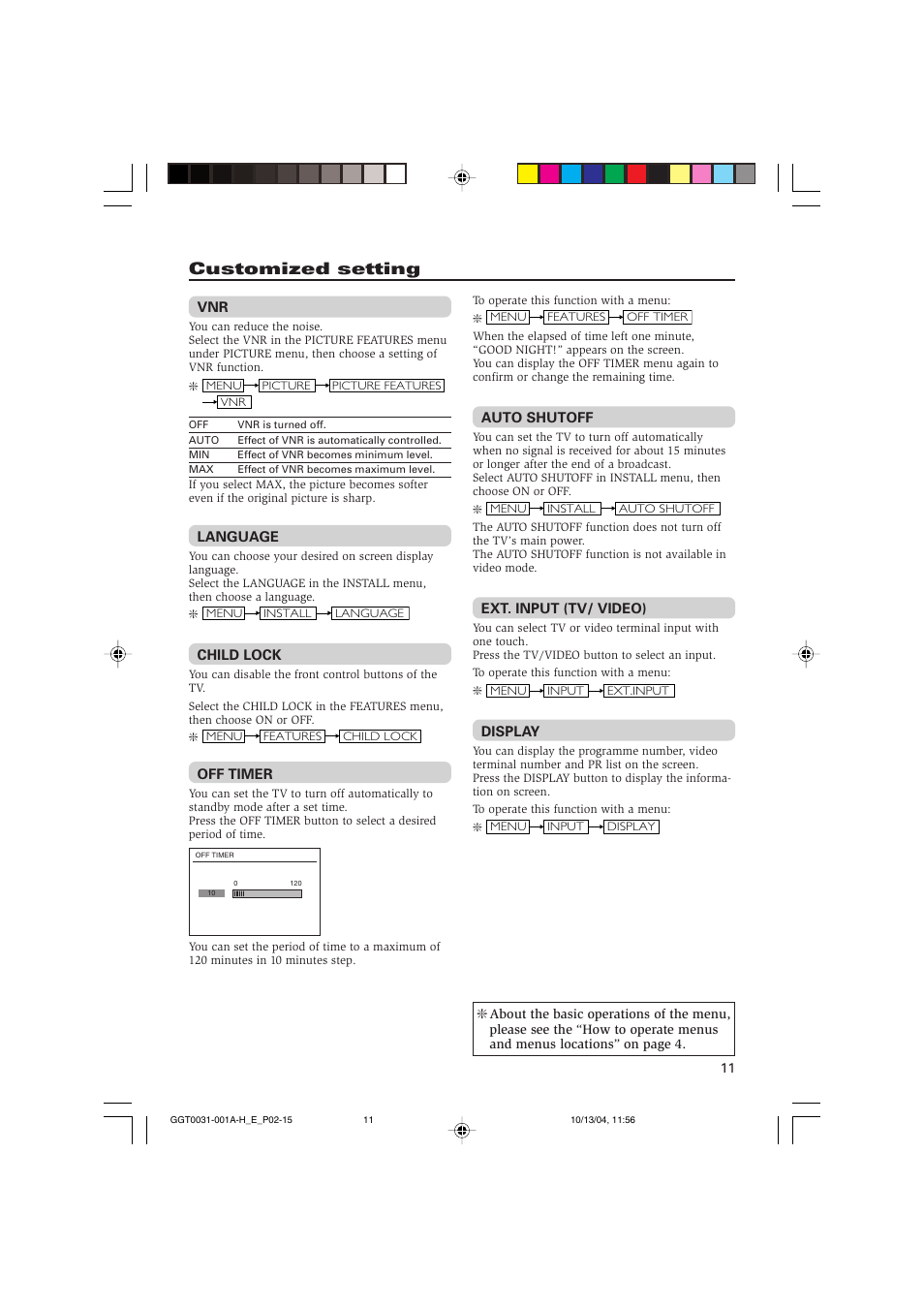 Customized setting | JVC AV-14F114 User Manual | Page 11 / 16