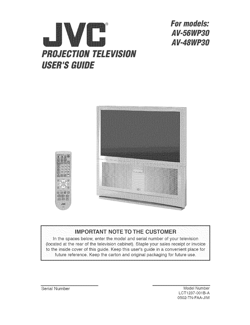 JVC AVO56WF30 User Manual | 68 pages