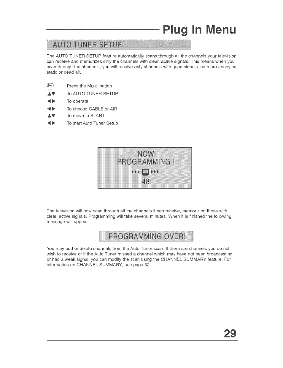 Plug in menu | JVC AVO56WF30 User Manual | Page 29 / 68