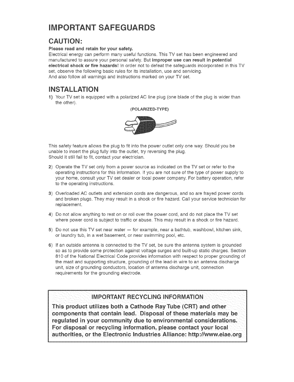 Important safeguards, Caution, Installation | JVC AVO56WF30 User Manual | Page 3 / 68