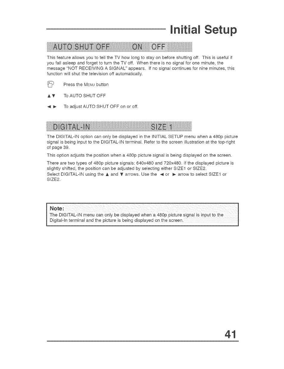 Initial setup | JVC AVO56WF30 User Manual | Page 41 / 68