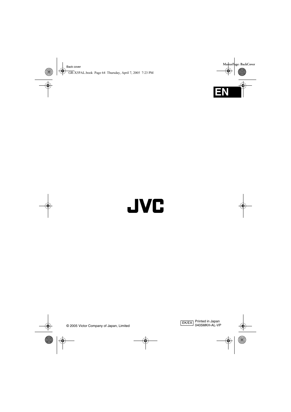 JVC GR-X5EK User Manual | Page 64 / 64