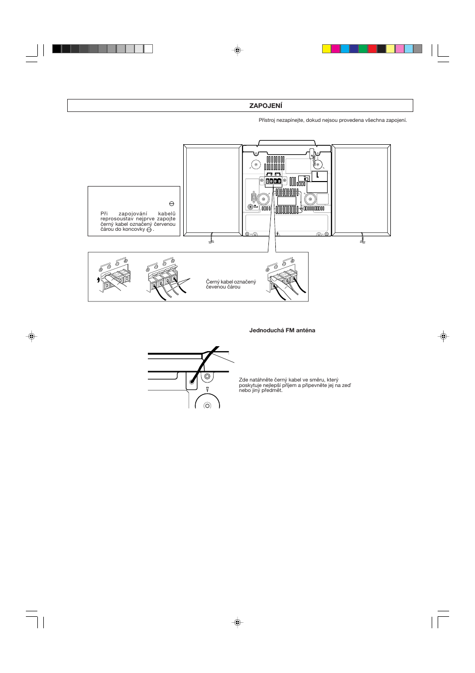 Connections, Zapojení, Simple fm antenna | Jednoduchá fm anténa | JVC DX-E55EV User Manual | Page 10 / 60