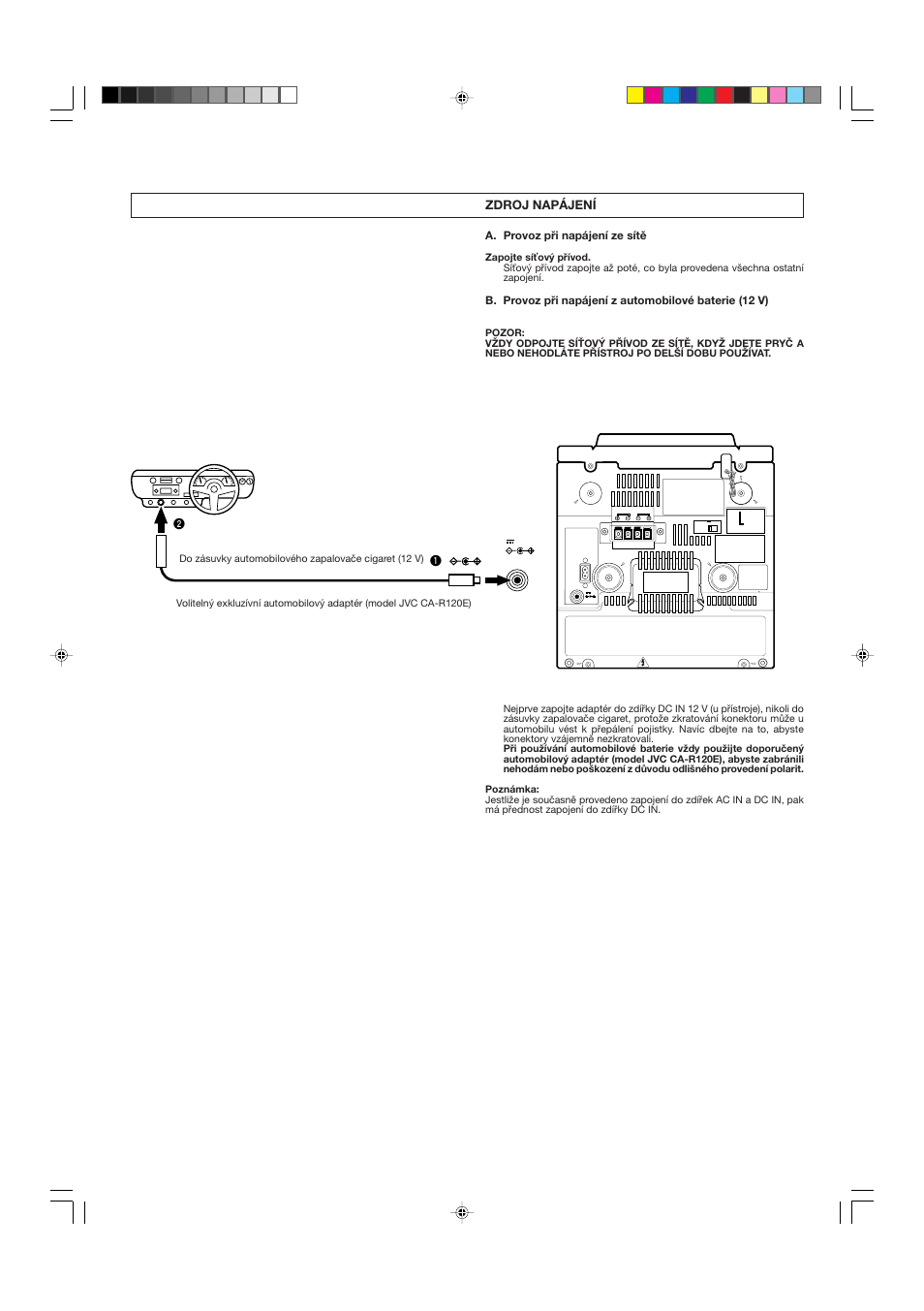 Power supply, Zdroj napájení | JVC DX-E55EV User Manual | Page 12 / 60