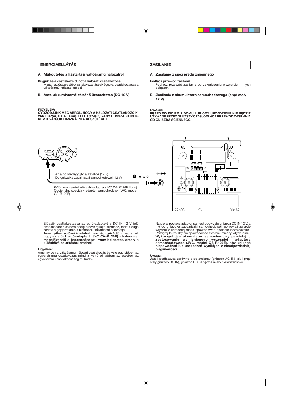 Energiaellátás, Zasilanie | JVC DX-E55EV User Manual | Page 13 / 60