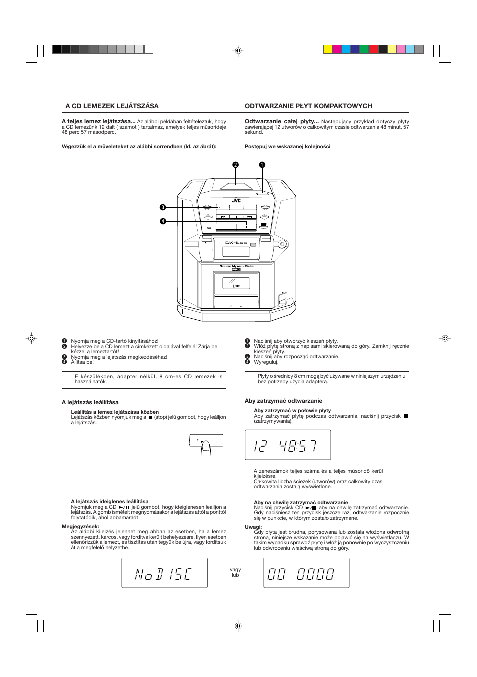 Odtwarzanie płyt kompaktowych, A cd lemezek lejátszása | JVC DX-E55EV User Manual | Page 29 / 60