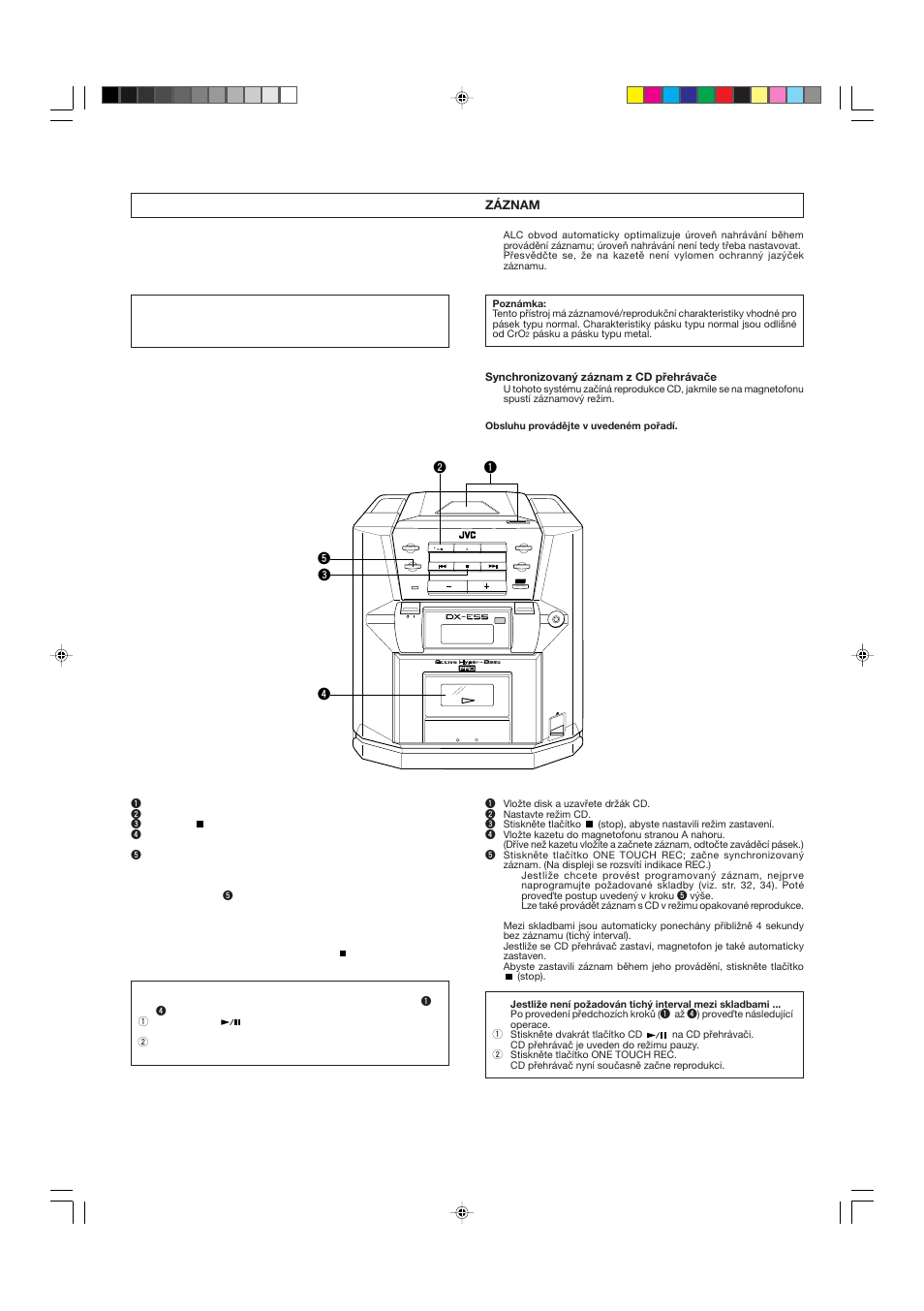 Recording, Záznam | JVC DX-E55EV User Manual | Page 48 / 60