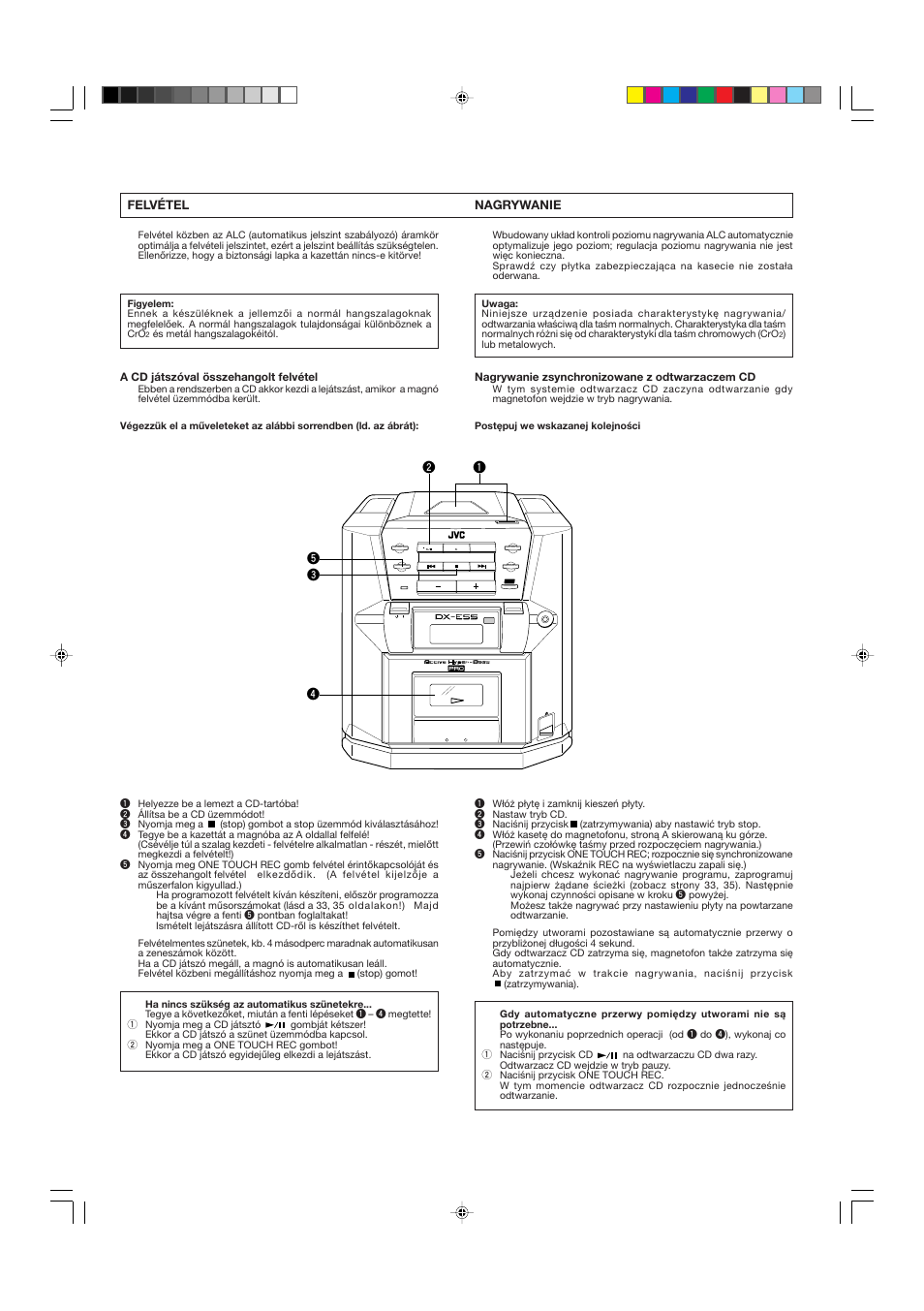 Nagrywanie, Felvétel | JVC DX-E55EV User Manual | Page 49 / 60