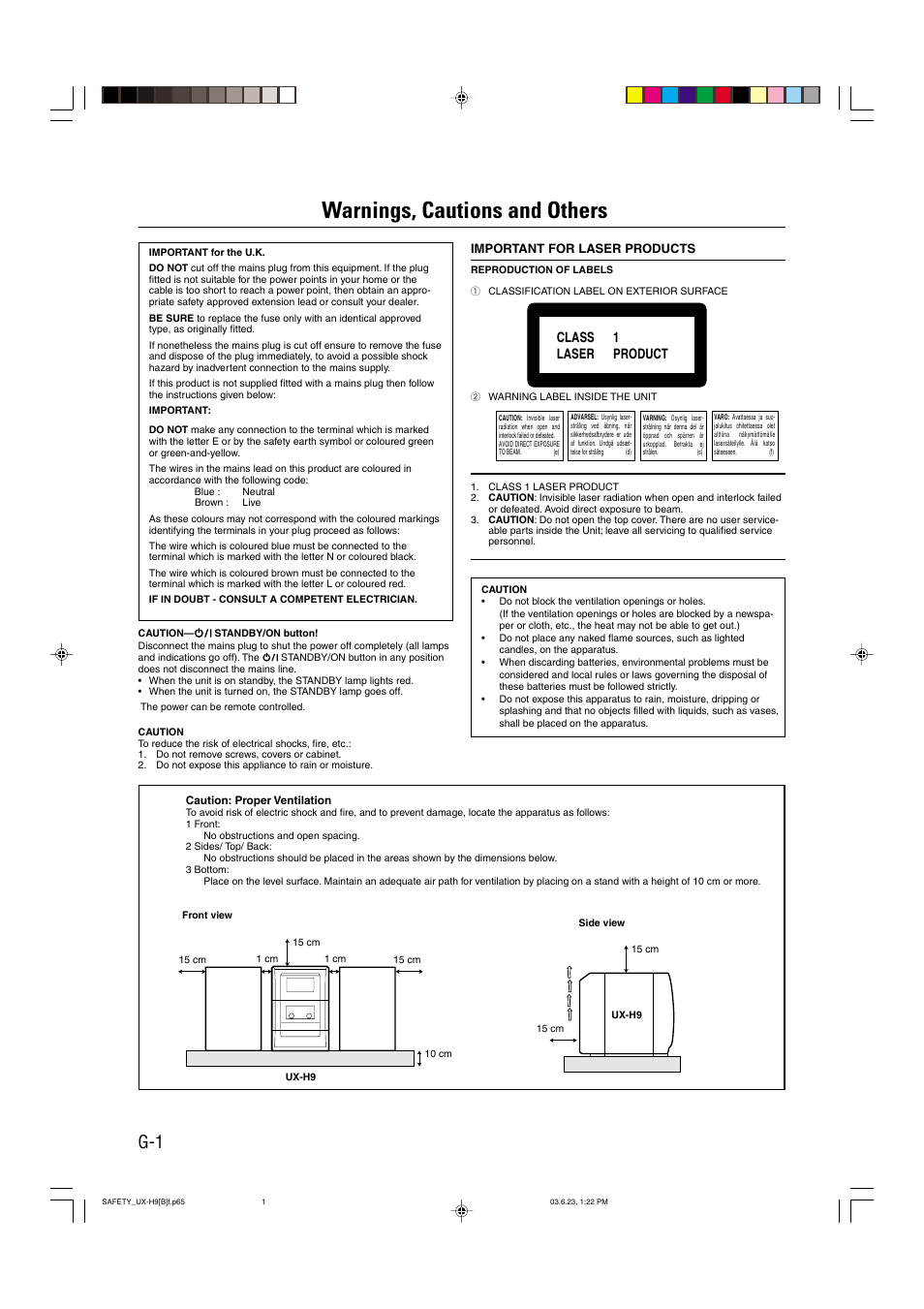 Warnings, cautions and others, Class 1 laser product | JVC 0603MWMMDWORI User Manual | Page 2 / 26