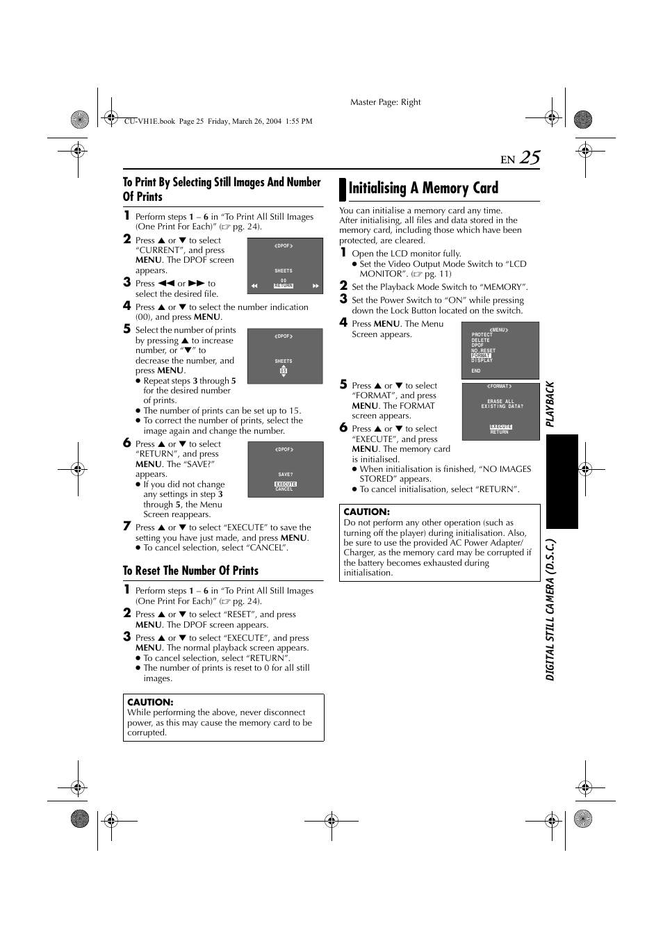 Initialising a memory card, Pg. 25), Ialise it | JVC LYT1300-001A User Manual | Page 25 / 60