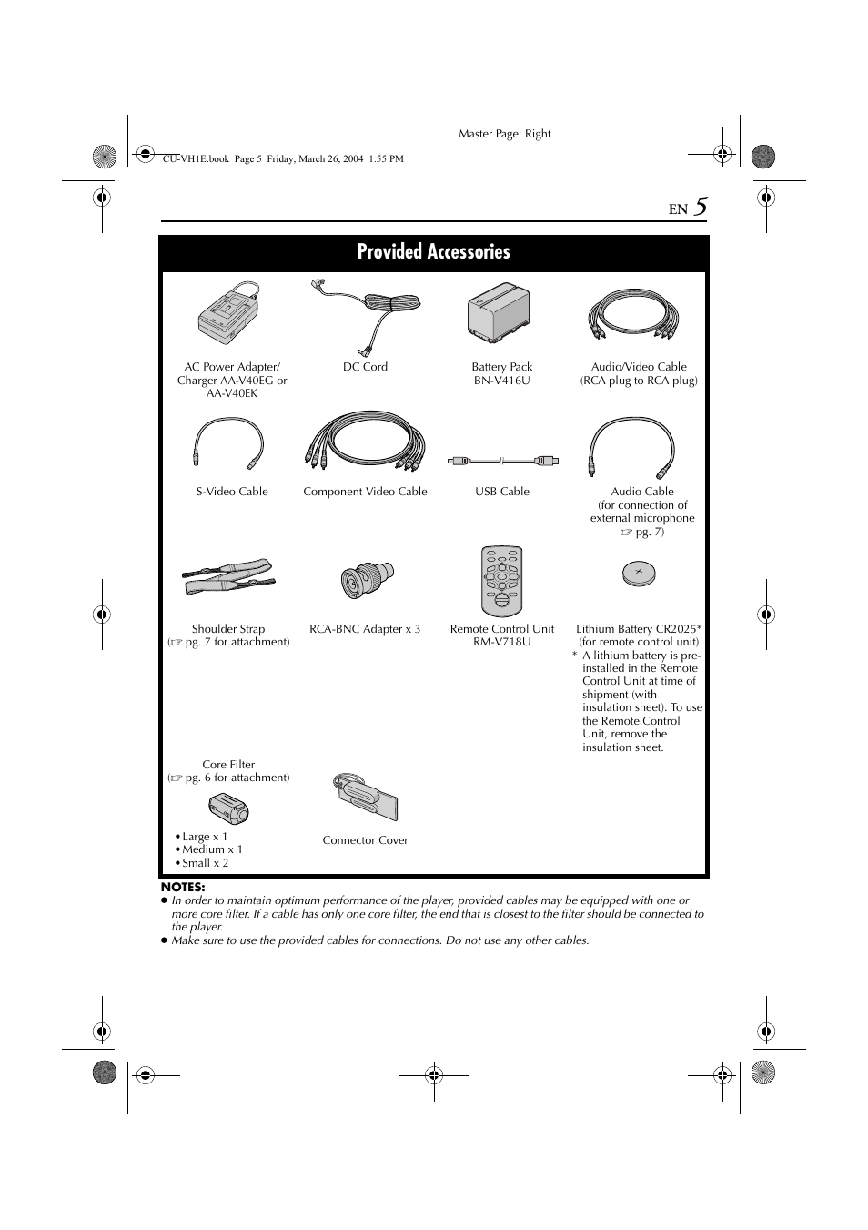 Provided accessories | JVC LYT1300-001A User Manual | Page 5 / 60