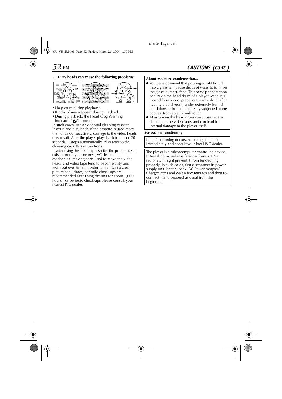 H 52, R details, Pg. 52 | Cautions (cont.) | JVC LYT1300-001A User Manual | Page 52 / 60