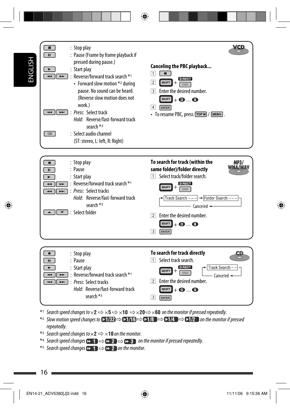 English 16 | JVC KD-DV5300 User Manual | Page 16 / 50