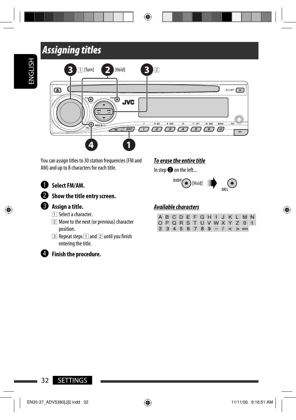 Assigning titles | JVC KD-DV5300 User Manual | Page 32 / 50