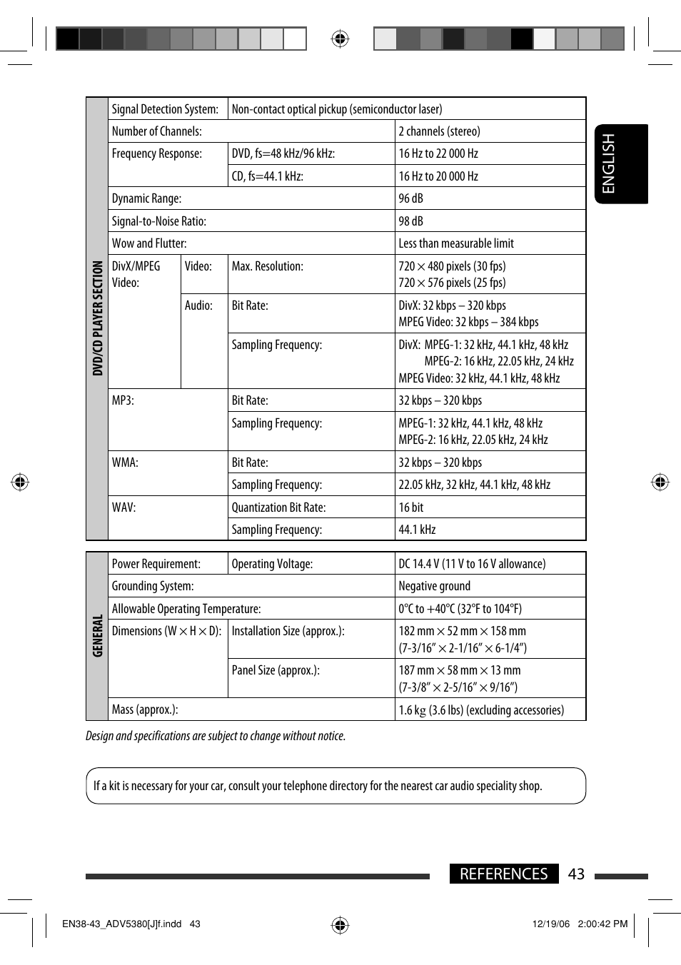 English 43 references | JVC KD-DV5300 User Manual | Page 43 / 50