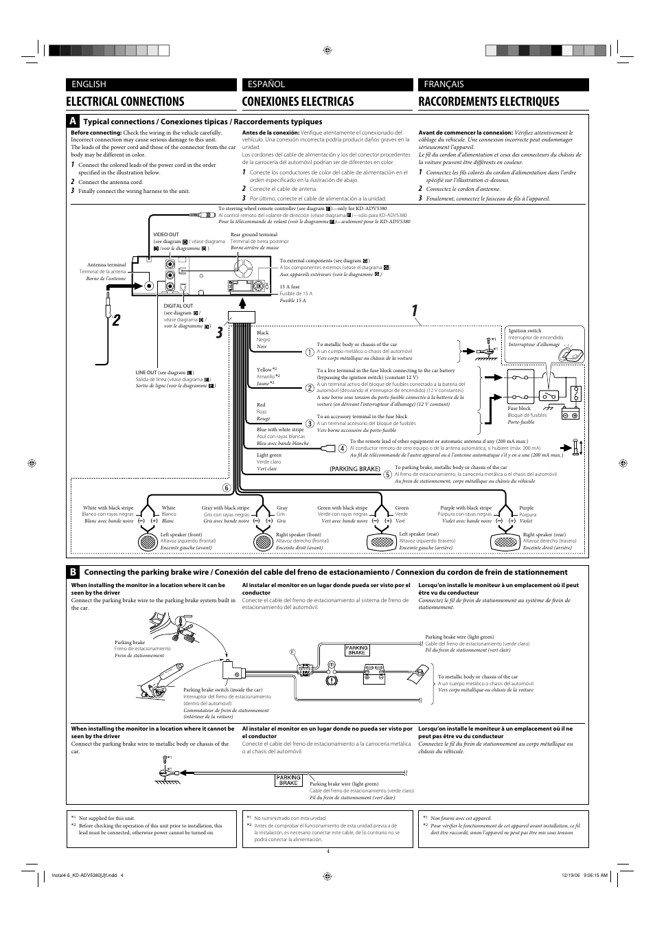Electrical connections, English, Español français | JVC KD-DV5300 User Manual | Page 48 / 50