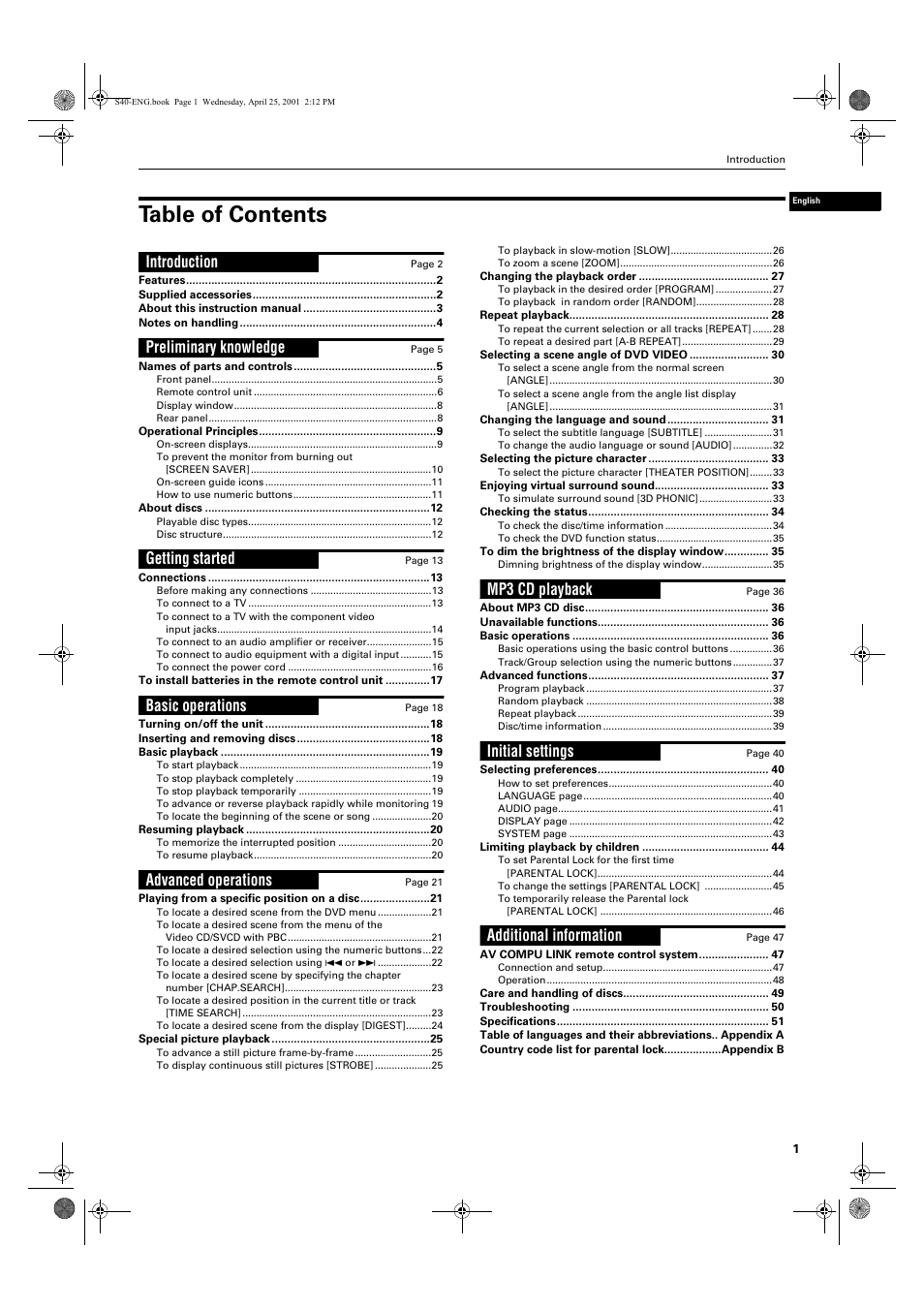 JVC XV-S42SL User Manual | Page 3 / 55