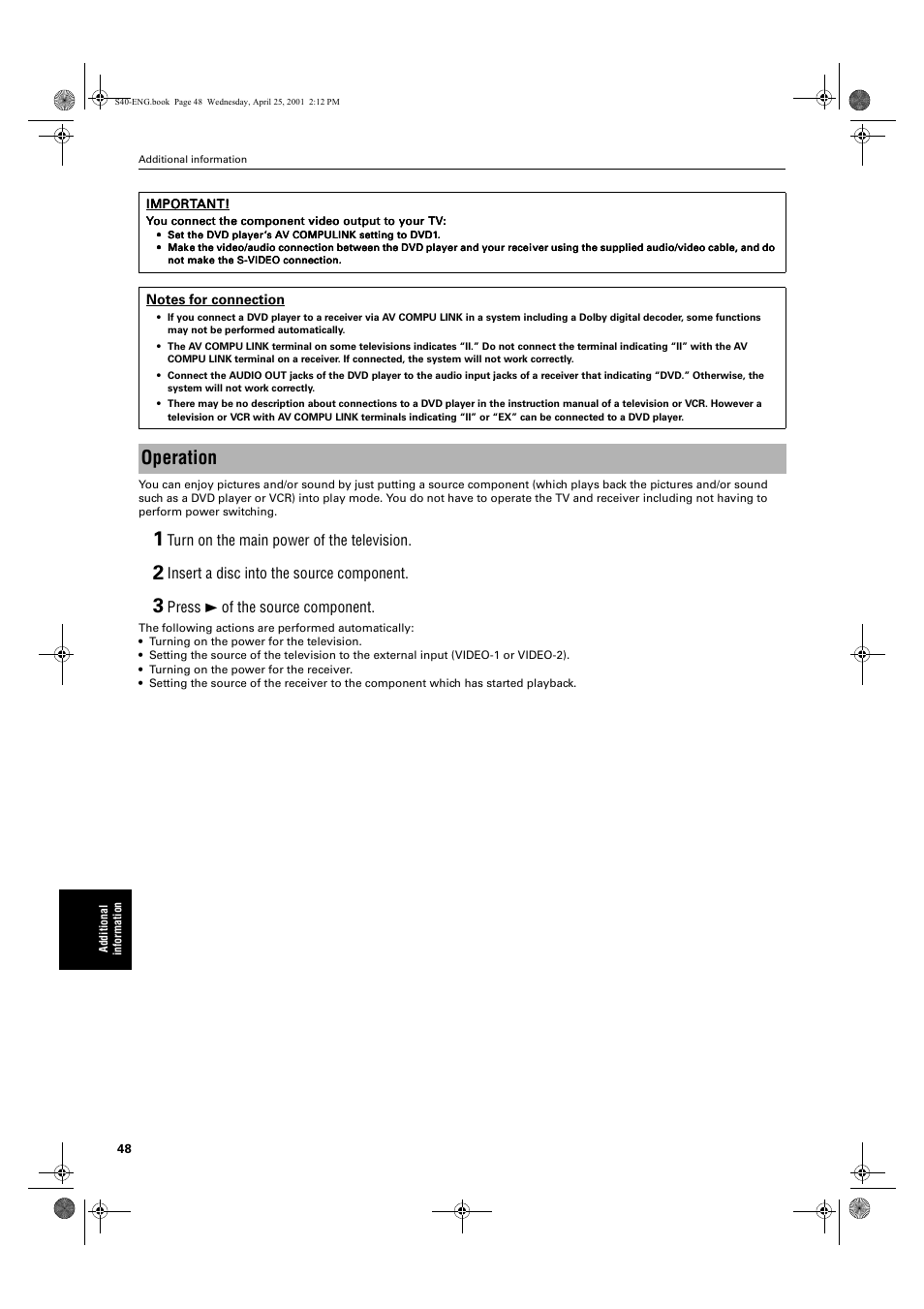 Operation | JVC XV-S42SL User Manual | Page 50 / 55