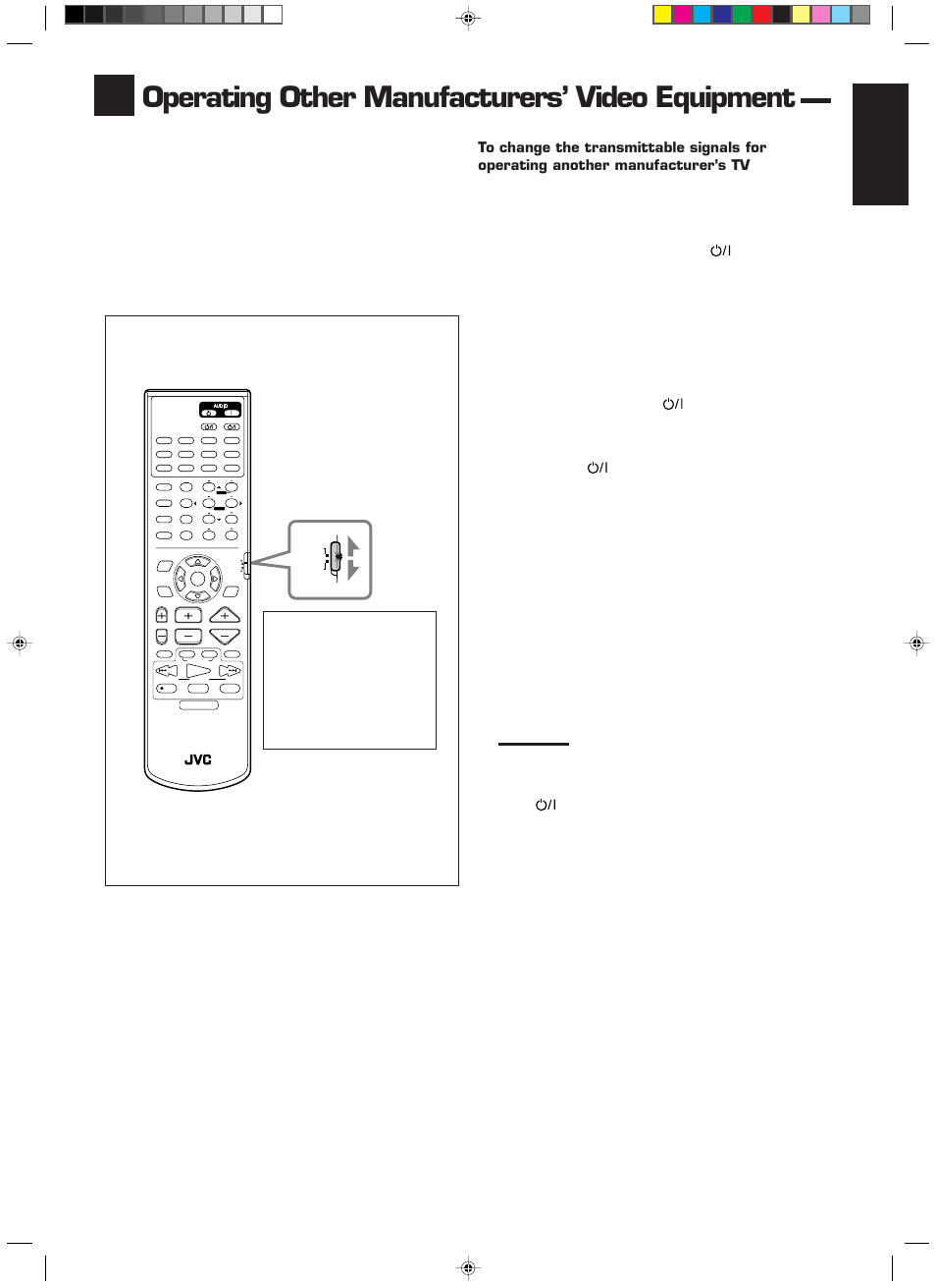 Operating other manufacturers’ video equipment, English, Release tv/catv/dbs | Try to operate your tv by pressing tv/catv/ dbs, Refer to the manual supplied with your tv | JVC RX-889PGD User Manual | Page 47 / 56