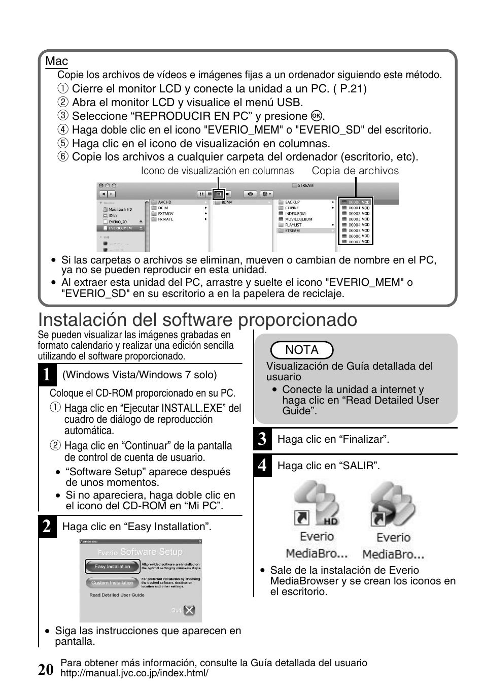 Instalación del software proporcionado | JVC Everio GZ-HM340U User Manual | Page 52 / 96