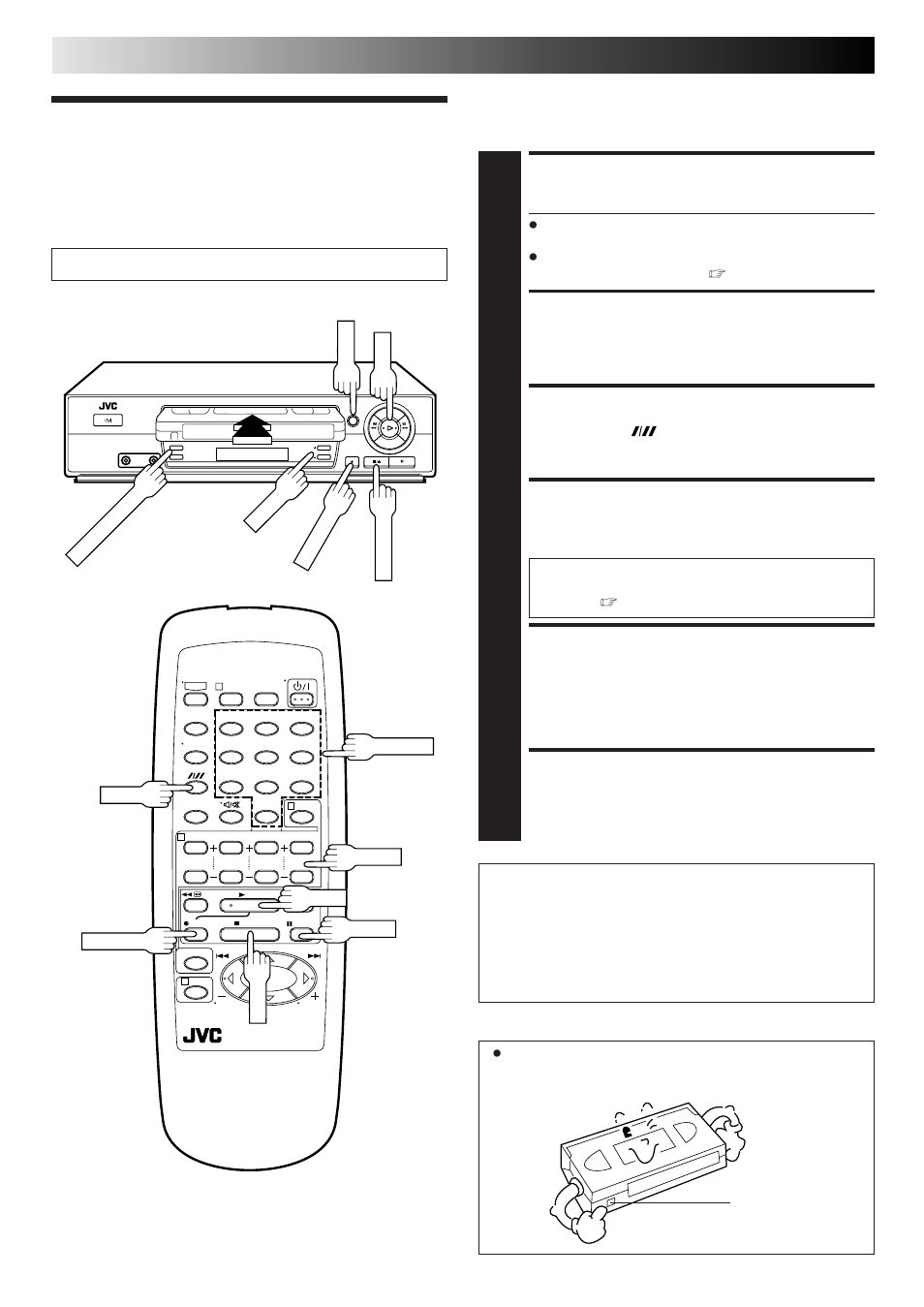 Basic recording, Load a cassette, Choose a programme | Set tape speed, Start recording, Pause/resume recording, Stop recording, Recording, Recording resume function | JVC HR-J267MS User Manual | Page 16 / 40