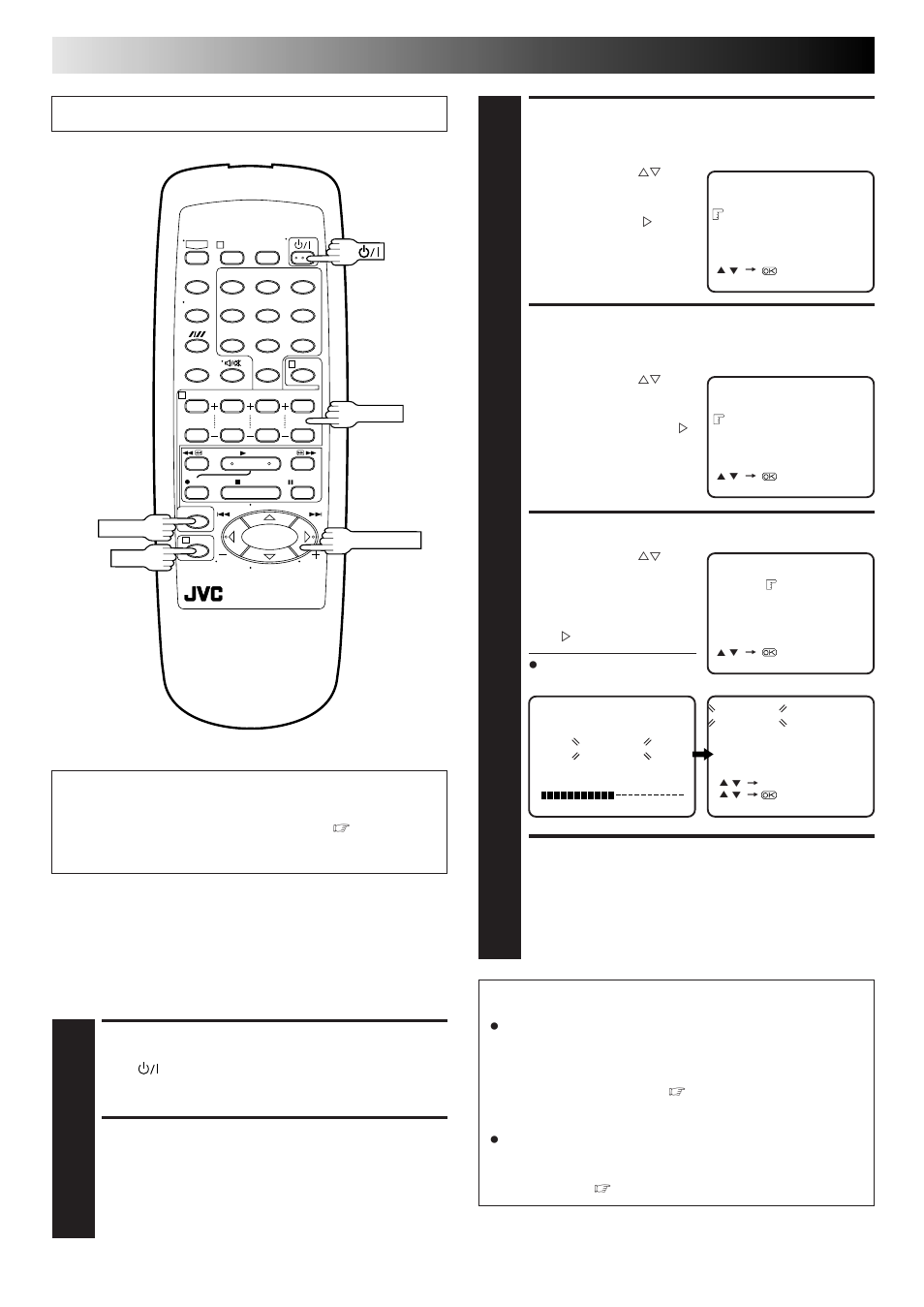 Access tuner set screen, Select auto ch set mode, Select tv system | Return to normal screen, Turn on the recorder, Access main menu screen, Tuner set, Auto channel set, Important | JVC HR-J267MS User Manual | Page 28 / 40