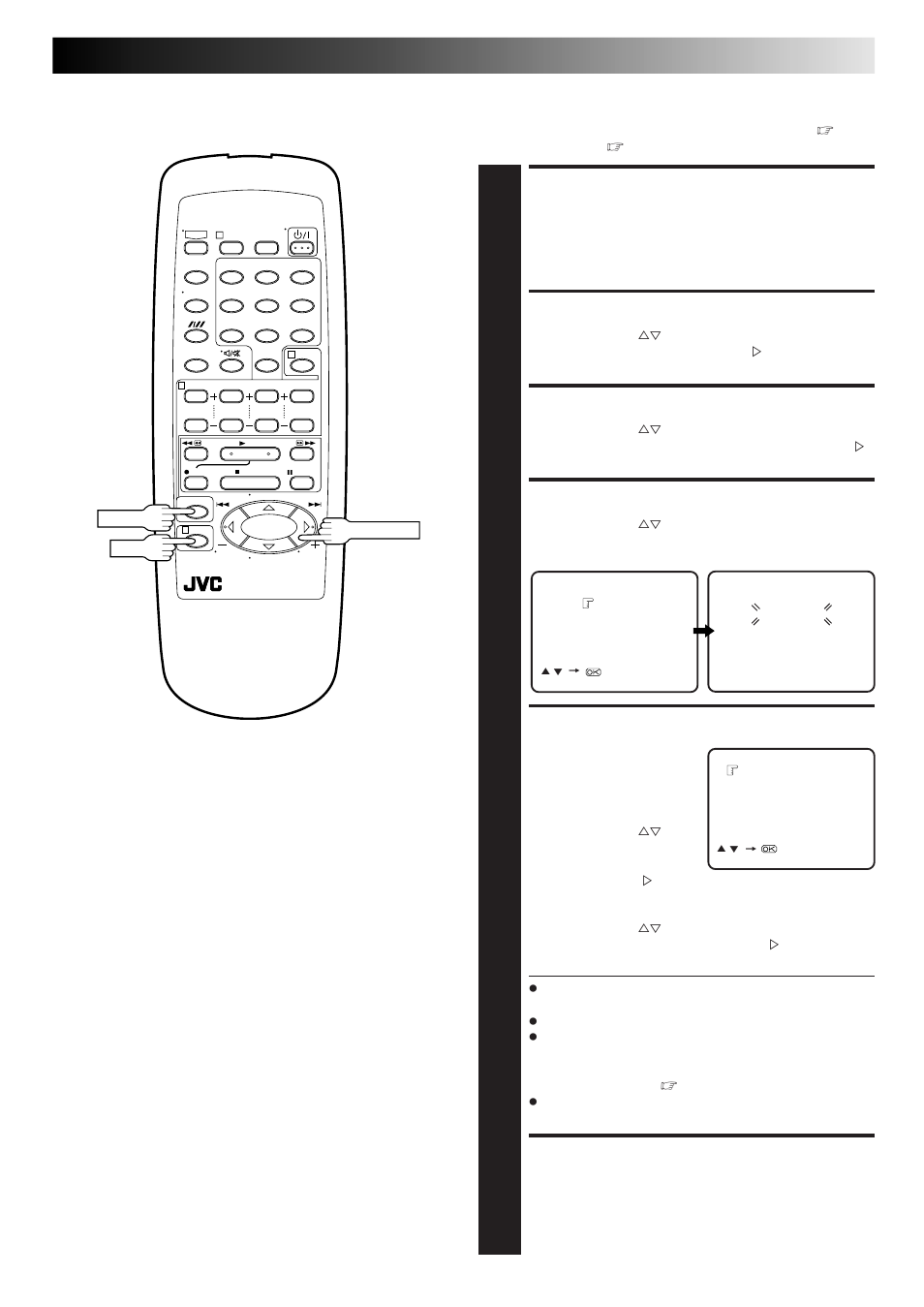 Access tuner set screen, Access channel list, Select position | Select band, Set desired station, Return to normal screen, Manual channel set | JVC HR-J267MS User Manual | Page 29 / 40