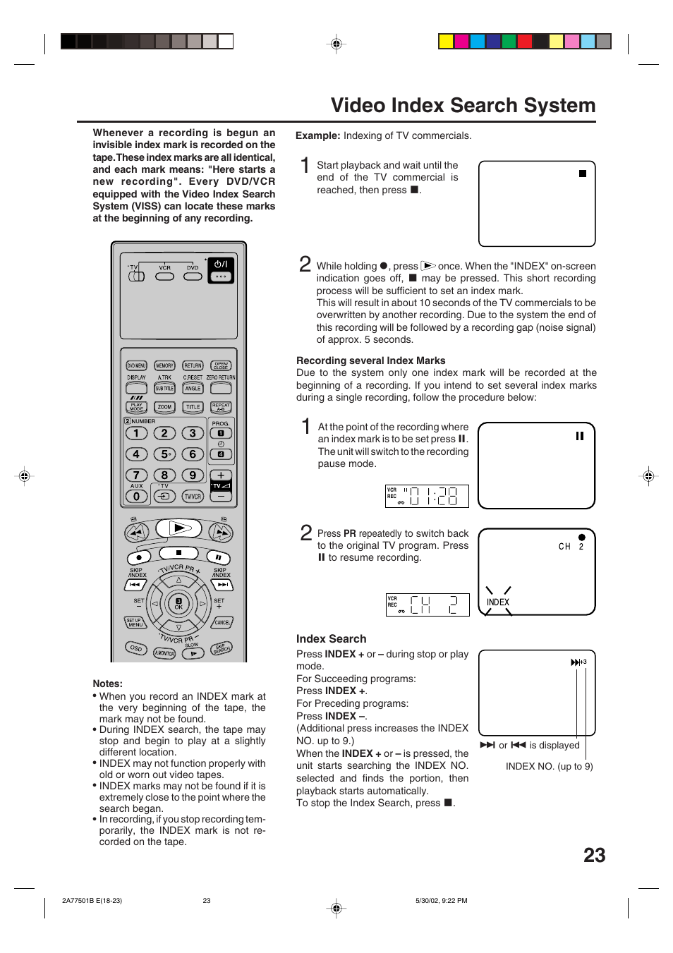 Video index search system | JVC HR-XV1EK User Manual | Page 23 / 60