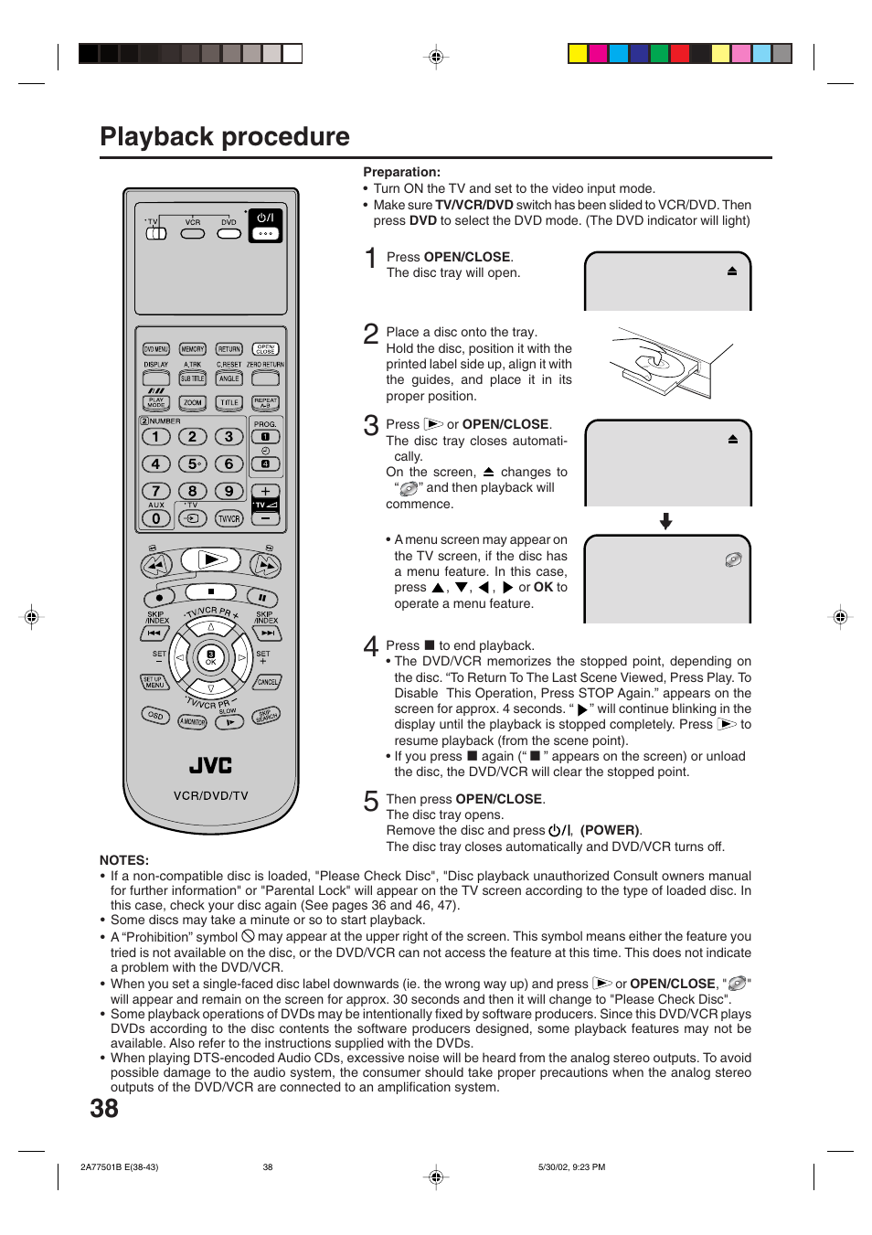 Playback procedure | JVC HR-XV1EK User Manual | Page 38 / 60