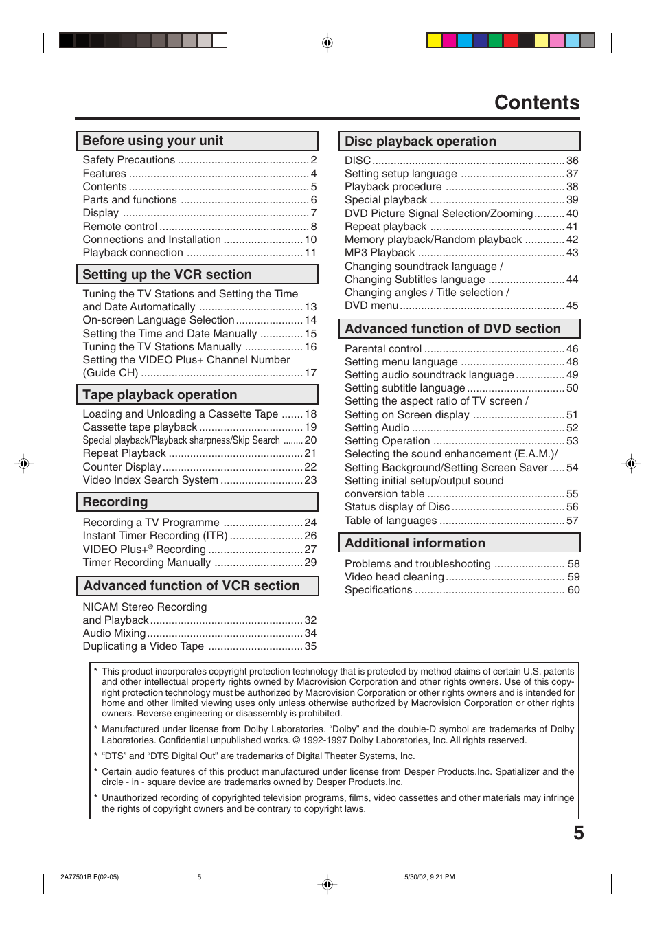 JVC HR-XV1EK User Manual | Page 5 / 60