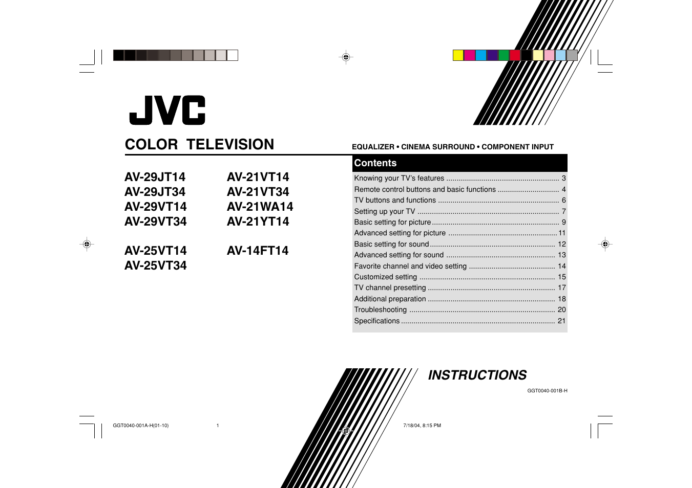 JVC AV-14FT14 User Manual | 24 pages