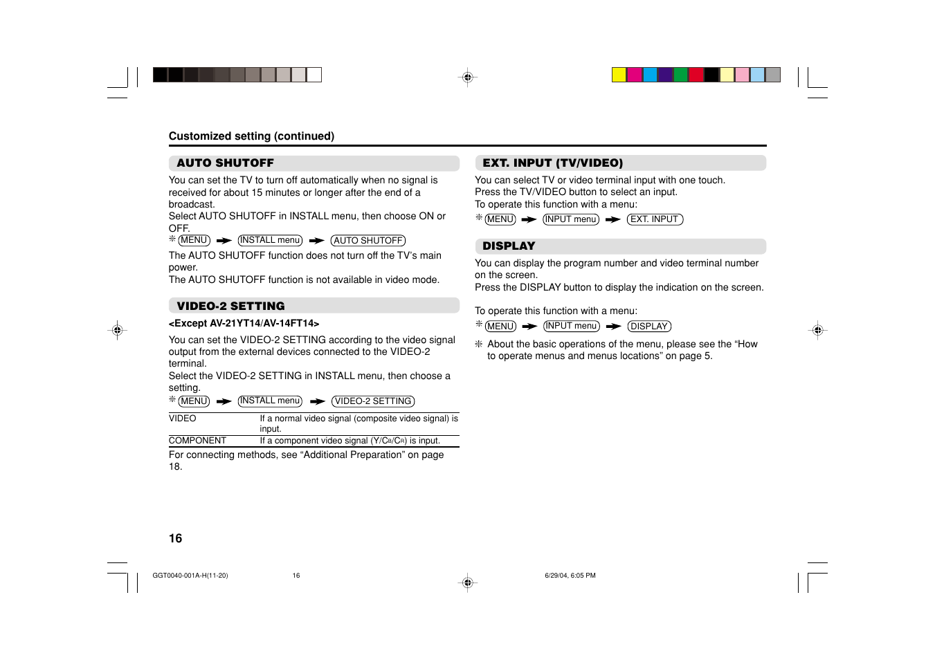 JVC AV-14FT14 User Manual | Page 16 / 24