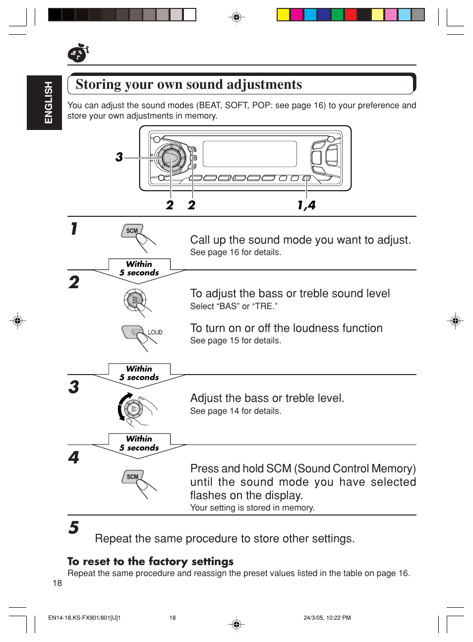 Storing your own sound adjustments | JVC KS-FX90 User Manual | Page 18 / 38